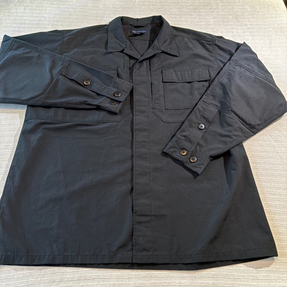 5.11 Tactical Series Mens XL Black Ripstop Long Sleeve Button Down Shirt GBT0748